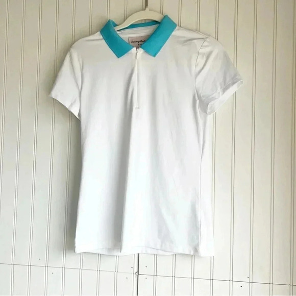 Tommy Bahama Size S White and Blue Collared Golf Polo Shirt NEW! - Picture 1 of 5